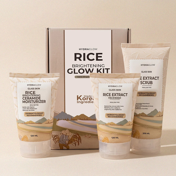 Radiant Rice Facial Kit | Face Wash, Scrub and Mask – Hydra Glow